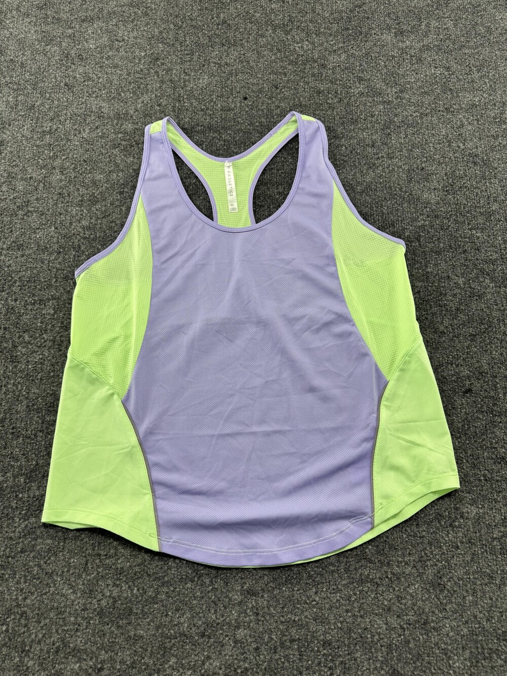 Fabletics Tank Top Womens Medium Purple Green Racerback Mesh Athletic Running